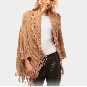 Solid Shrug Fringe Tan Open Cardigan Pack of 3
